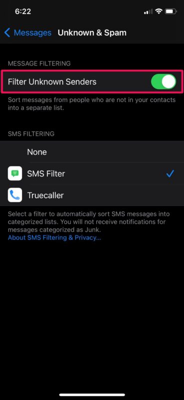 Come filtrare la posta in arrivo dei messaggi per mittenti conosciuti su iPhone