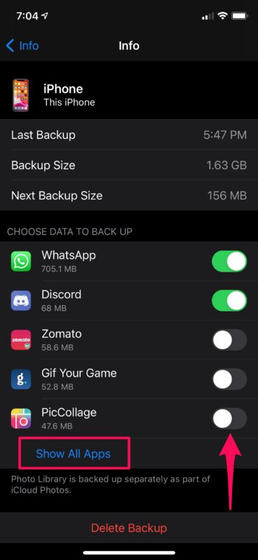 Come ridurre le dimensioni dei dati di backup di iCloud su iPhone