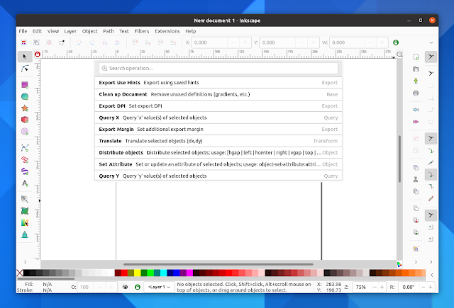 Tavolozza dei comandi di Inkscape 1.1