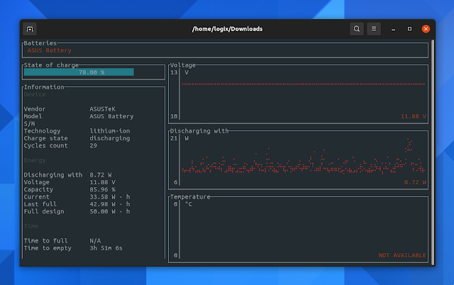 batteria battop top Linux