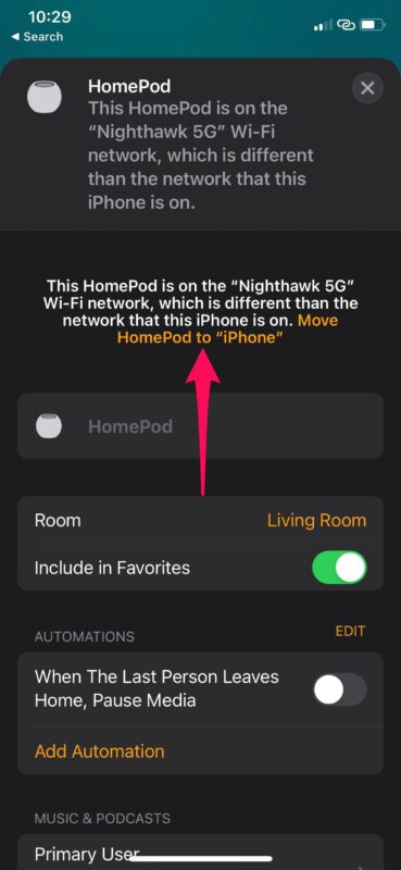 Come cambiare la rete Wi-Fi di HomePod