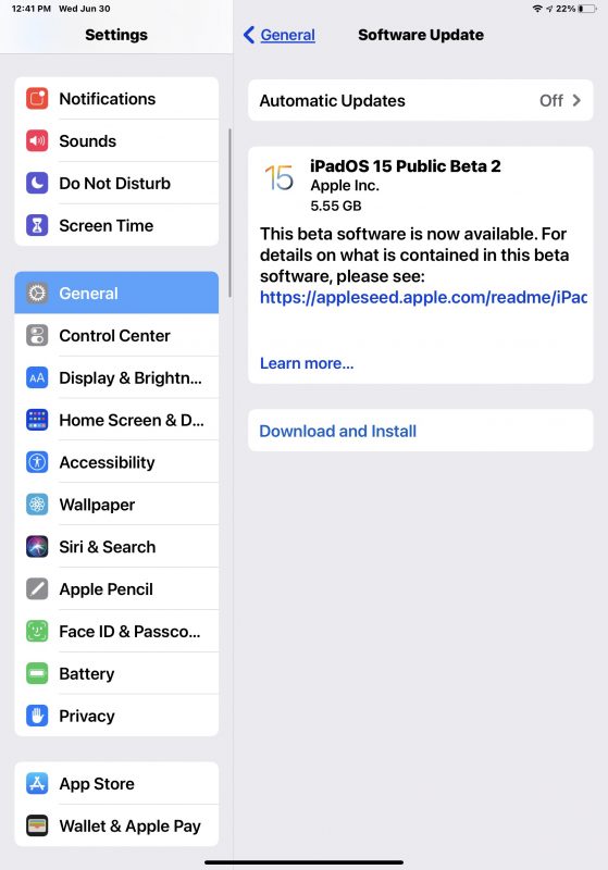 Beta pubblica di iOS 15