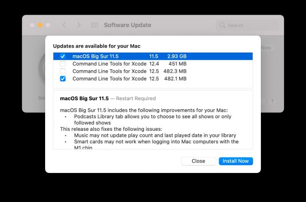 Download dell'aggiornamento macOS Big Sur 11.5