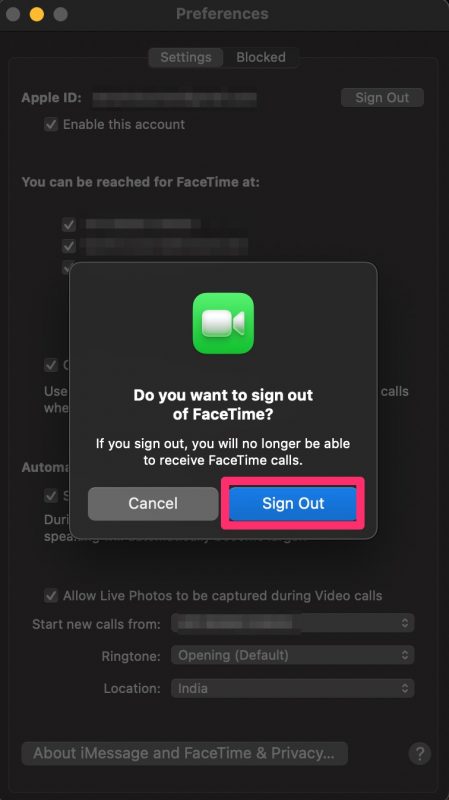 Come cambiare account FaceTime su Mac