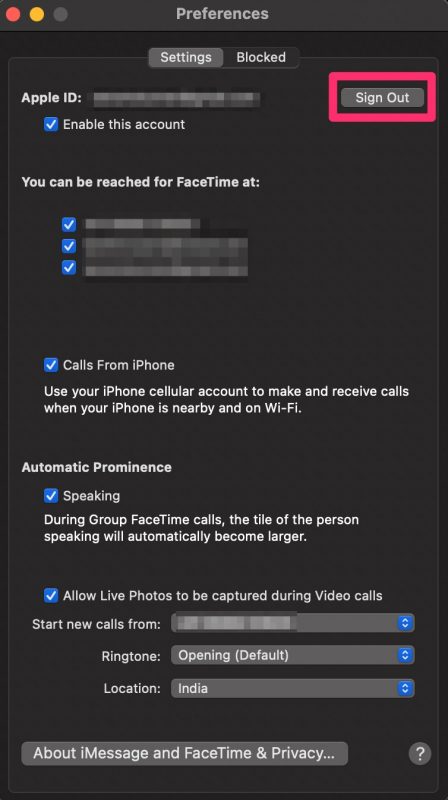 Come cambiare account FaceTime su Mac