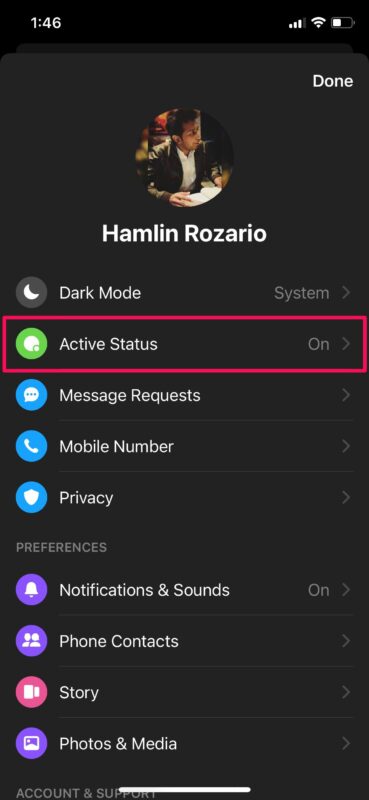 Come nascondere lo stato attivo su Facebook Messenger