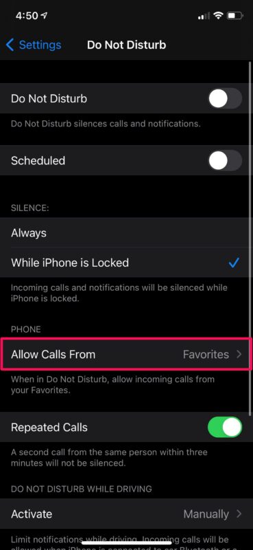 Come interrompere le chiamate telefoniche dai preferiti quando DND è abilitato