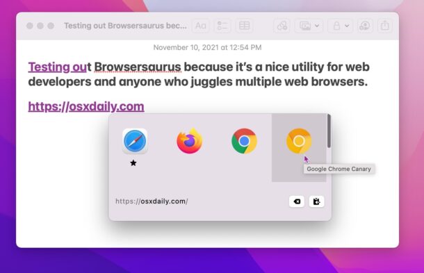 Determina in quale browser web aprire il collegamento con Browsersaurus