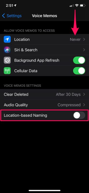 Come disabilitare la denominazione basata sulla posizione per le registrazioni vocali su iPhone