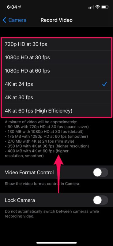 Come modificare il frame rate della fotocamera dell'iPhone