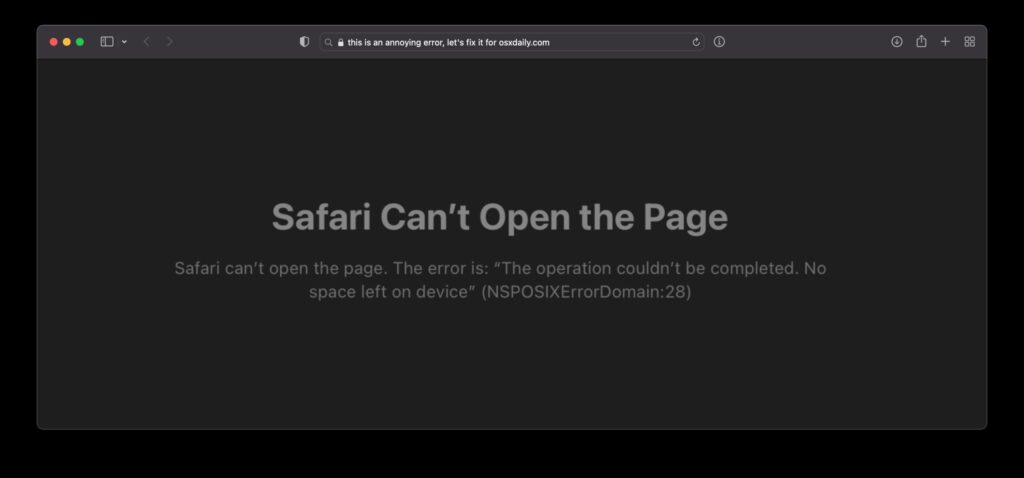 Correggi L'errore "Safari Non Può Aprire La Pagina NSPOSIXErrorDomain ...