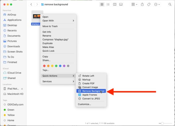 Rimuovi lo sfondo da un'immagine su Mac con un'azione rapida