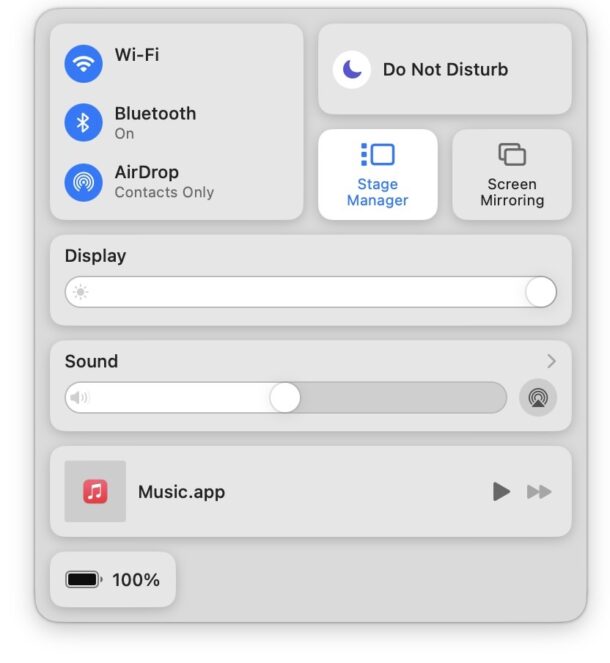 Stage Manager su Mac attiva/disattiva Control Center