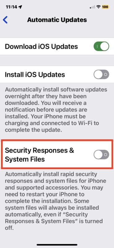 Come disabilitare gli aggiornamenti rapidi della risposta di sicurezza su iPhone e iPad