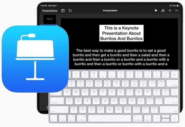 Keynote per le scorciatoie da tastiera dell'iPad
