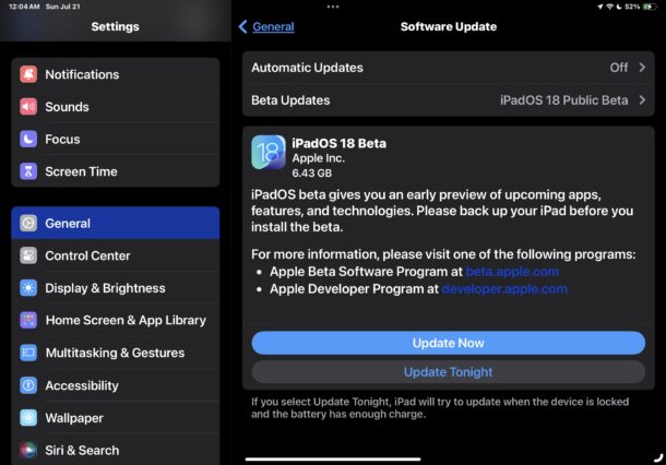 Aggiorna ora alla versione beta pubblica di iPadOS 18