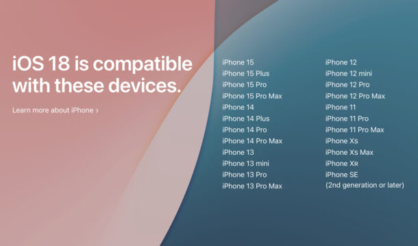 Elenco dei dispositivi compatibili con iOS 18