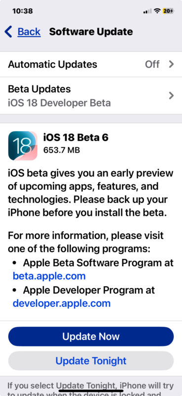 iOS 18 beta 6 e iPadOS 18 beta 6