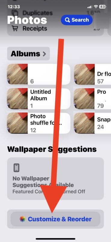 Trovare l'opzione Personalizza e riordina nell'app Foto per correggere la riprogettazione in iOS 18 in modo che sia più adatta alle tue preferenze e al tuo utilizzo