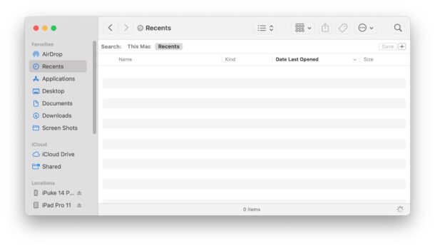 A volte la cartella Recenti viene visualizzata come vuota su Mac