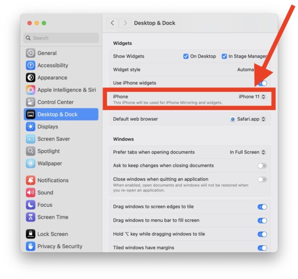 Come cambiare l'iPhone utilizzato da iPhone Mirroring in MacOS