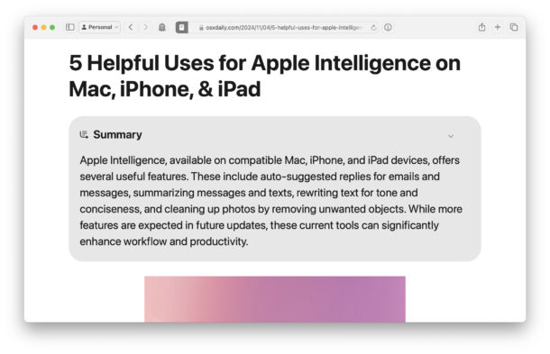 Come utilizzare la funzionalità Riepiloga per le pagine Web in Safari su Mac