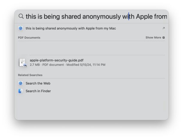 Interrompi la condivisione dei dati dalla ricerca Spotlight su Mac con Apple