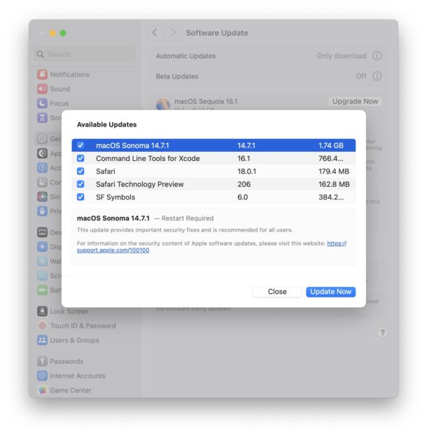 MacOS Sonoma 14.7.1