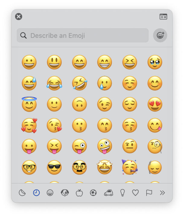 Pannello di emoji e simboli su Mac